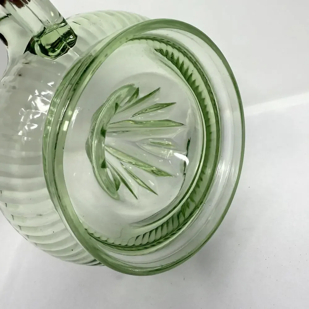 Vintage Green Uranium Glass Juicer Reamer Ribbed UV Glow Depression 1930s Spout